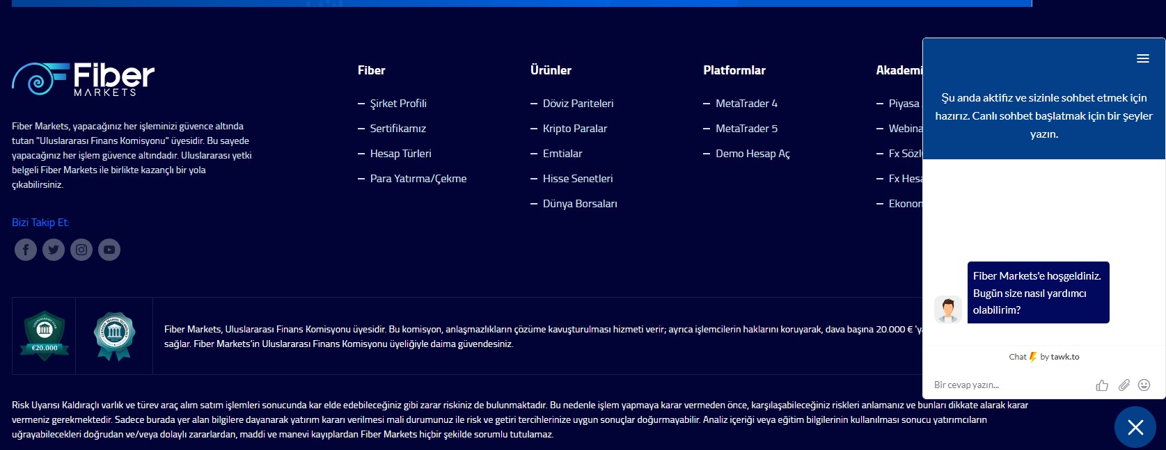Fiber Markets canlı yardım
