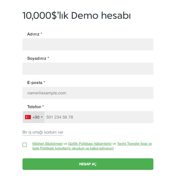 AMarkets demo hesap