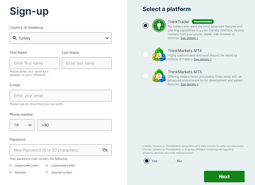 Thinkmarkets demo hesap