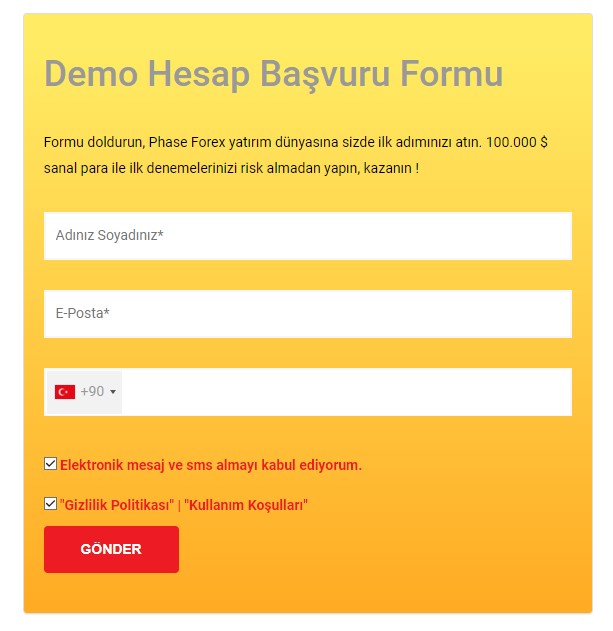 Phase Forex demo hesap