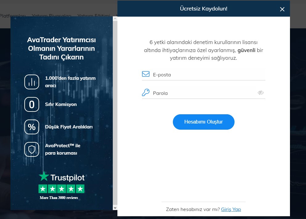 AvaTrade kayıt