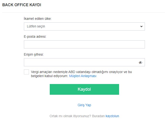 Justforex kayıt