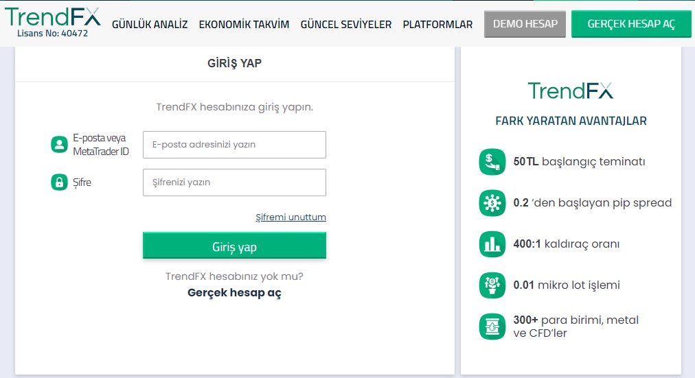 TrendFx giriş